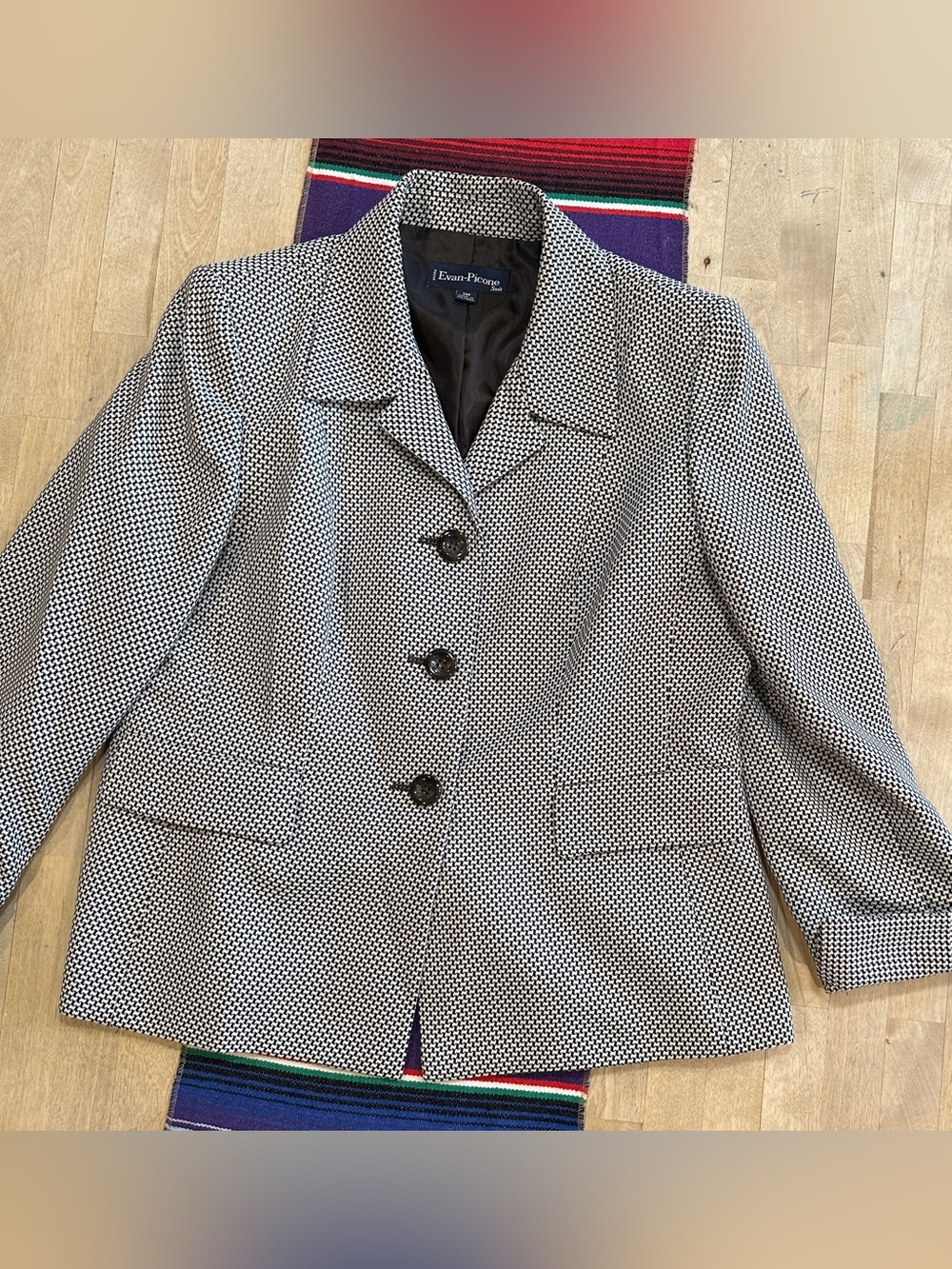 Evan Picone Black and White Patterned Blazer